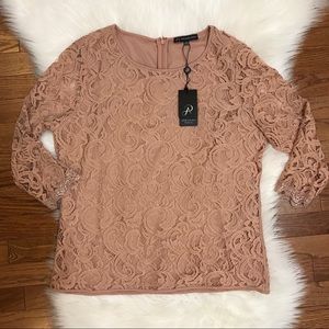 Adrianna Papell Crochet Lace Blouse